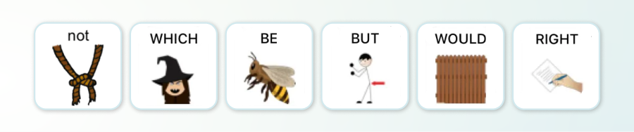 A collection of six AAC icons that take the easy way out by using homophones.