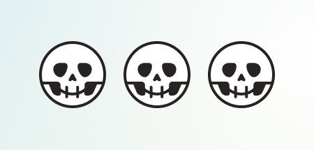 Three Spoken skull symbols/icons.