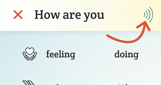 An image of how to use the speak button for the phrase 'how are you?'
