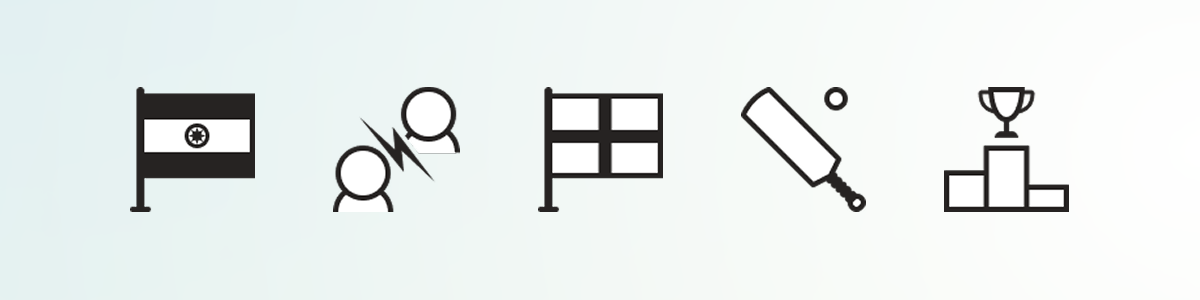 A series of newly added icons representing the recent cricket test series between India and England.