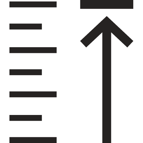 An icon with a series of ticks on the left (much like on a ruler) and, to the right, an arrow pointing up with a line above it.