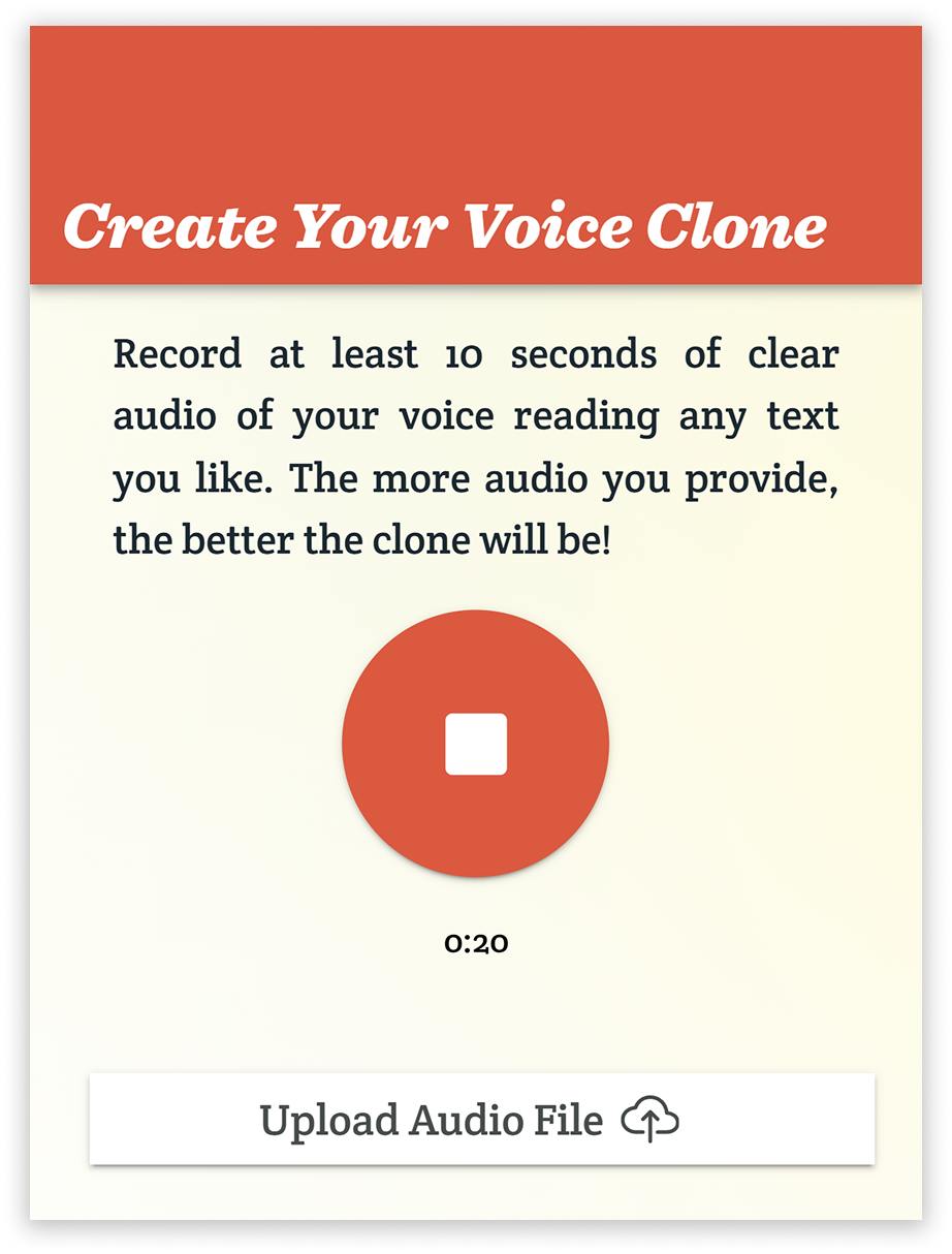 The microphone button has become an orange stop button and there is a timer below it showing how long you've been recording.